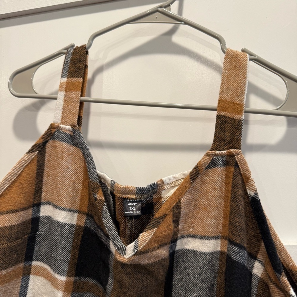 Plaid Sleeveless 3XL Dress - Brown and Black - Picture 5 of 7